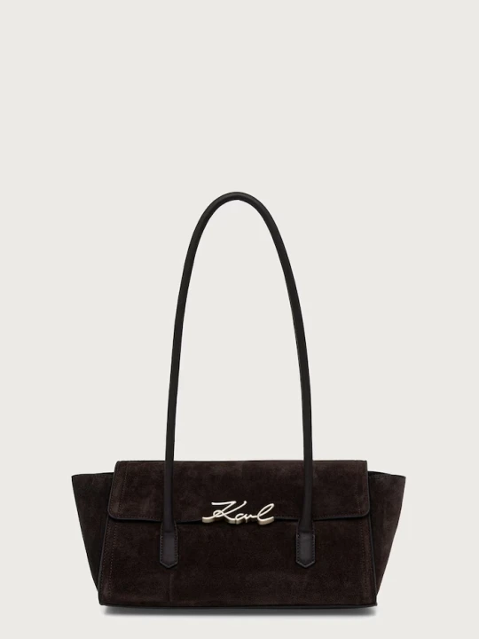 Zdjęcie produktu Karl Lagerfeld torebka bagietka damska zamszowa K / SIGNATURE brązowy