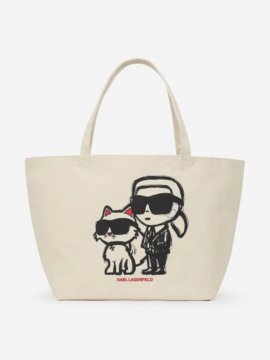 Zdjęcie produktu Karl Lagerfeld torebka bawełniana IKON beżowy