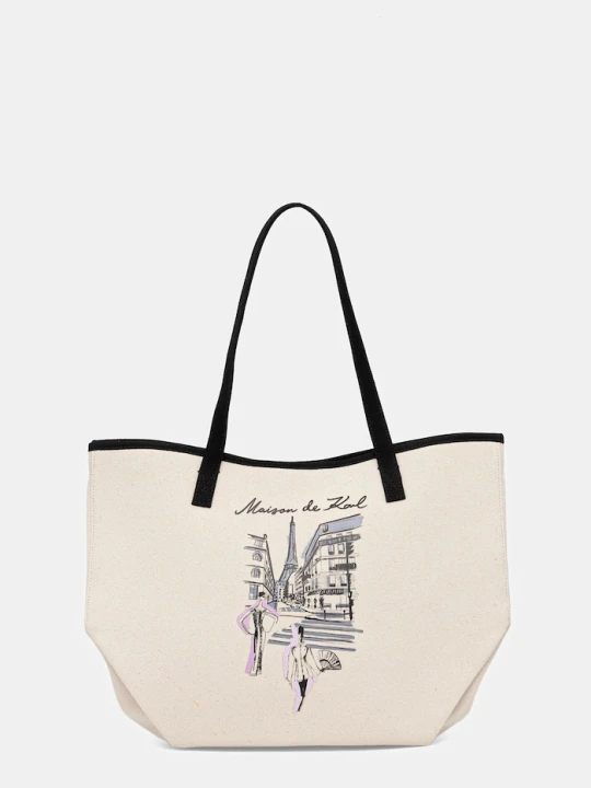 Zdjęcie produktu Karl Lagerfeld torebka bawełniana K / SKETCH beżowy