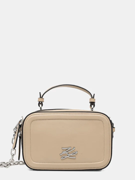 Zdjęcie produktu Karl Lagerfeld torebka crossbody damska skórzana K/AUTOGRAPH beżowy