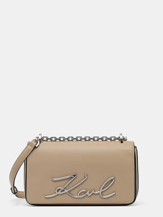 Zdjęcie produktu Karl Lagerfeld torebka crossbody damska skórzana K/SIGNATURE beżowy
