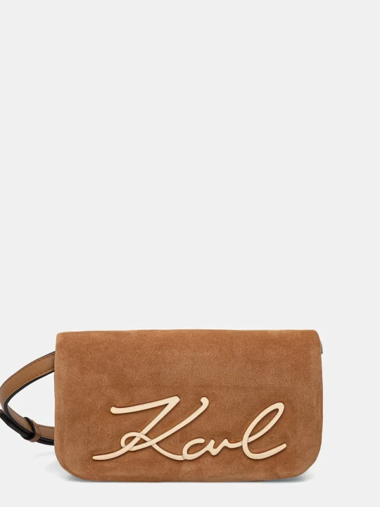 Zdjęcie produktu Karl Lagerfeld torebka crossbody damska zamszowa K / SIGNATURE brązowy