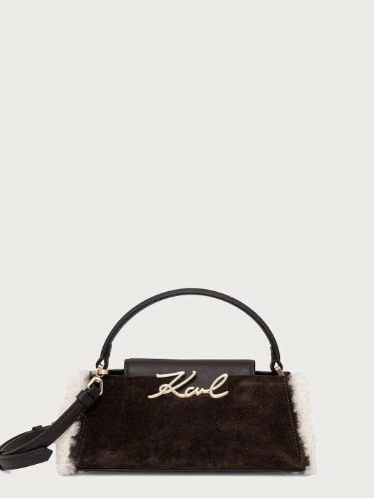 Zdjęcie produktu Karl Lagerfeld torebka crossbody damska zamszowa K / SIGNATURE brązowy