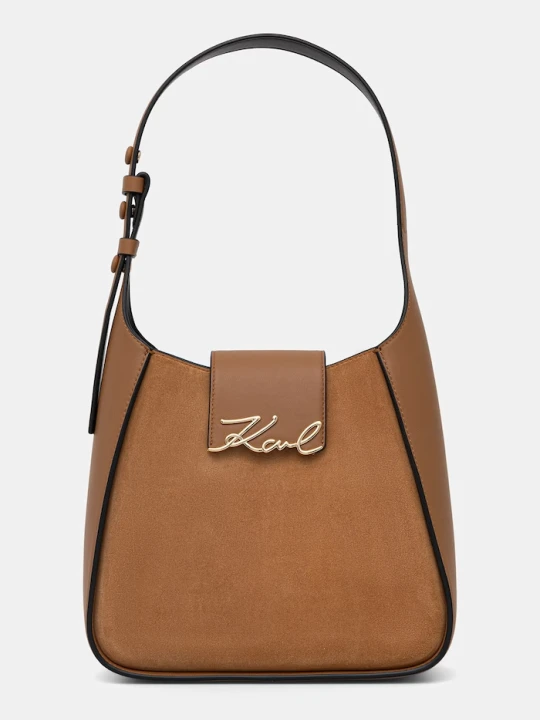 Zdjęcie produktu Karl Lagerfeld torebka hobo damska zamszowa K / SIGNATURE brązowy