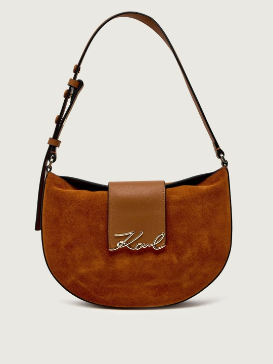 Zdjęcie produktu Karl Lagerfeld Torebka na ramię k/signature | zamsz camel