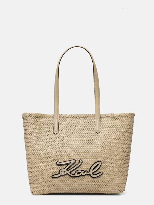 Zdjęcie produktu Karl Lagerfeld torebka shopper damska skórzana K/SIGNATURE beżowy