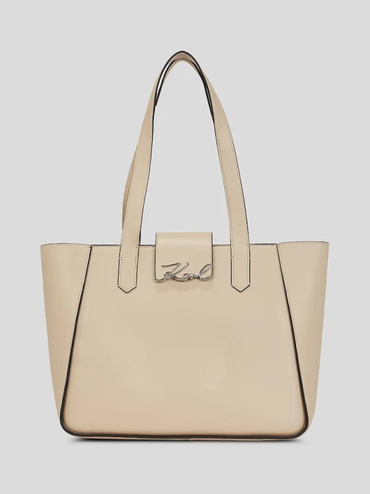 Zdjęcie produktu Karl Lagerfeld torebka skórzana K/SIGNATURE beżowy