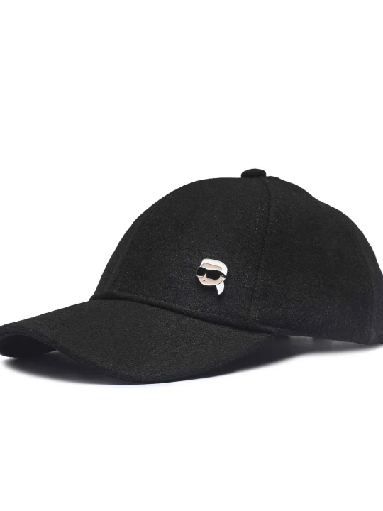 Zdjęcie produktu Karl Lagerfeld Wełniana bejsbolówka k/ikonik 2.0 czarny