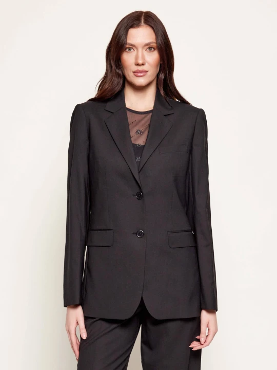 Zdjęcie produktu Karl Lagerfeld Wełniana marynarka Logo Tape | Relaxed fit czarny