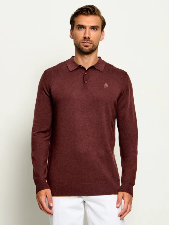 Zdjęcie produktu Karl Lagerfeld Wełniane polo | Regular Fit bordowy