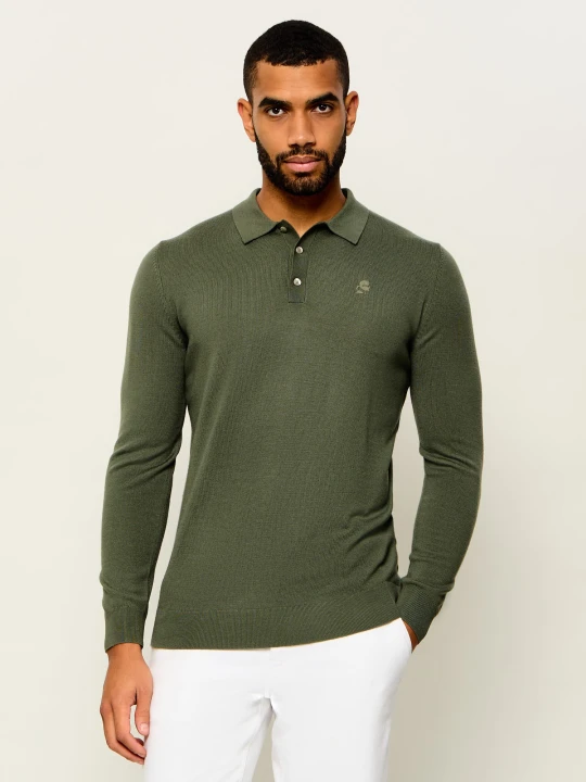 Zdjęcie produktu Karl Lagerfeld Wełniane polo | Regular Fit oliwkowy