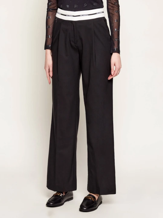 Zdjęcie produktu Karl Lagerfeld Wełniane spodnie BW ESSENTIAL | Relaxed fit czarny
