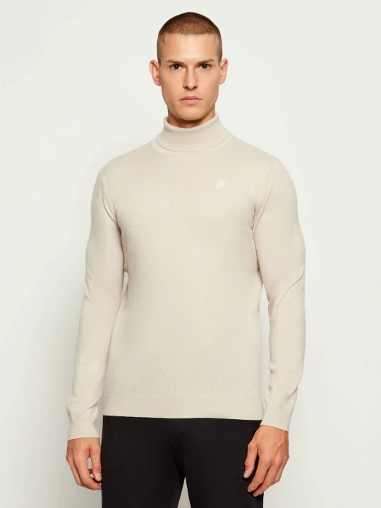 Zdjęcie produktu Karl Lagerfeld Wełniany golf | Regular Fit beżowy