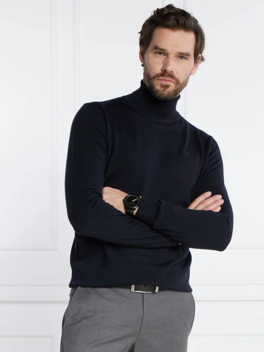 Zdjęcie produktu Karl Lagerfeld Wełniany golf | Regular Fit granatowy
