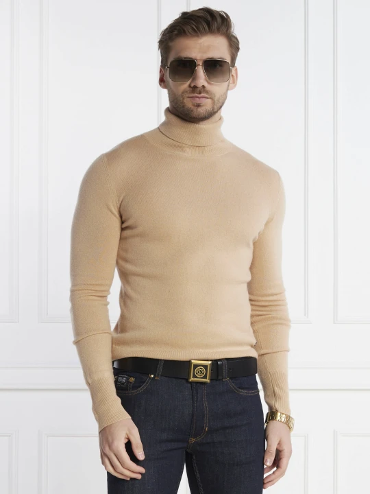 Zdjęcie produktu Karl Lagerfeld Wełniany golf | Slim Fit | z dodatkiem kaszmiru camel
