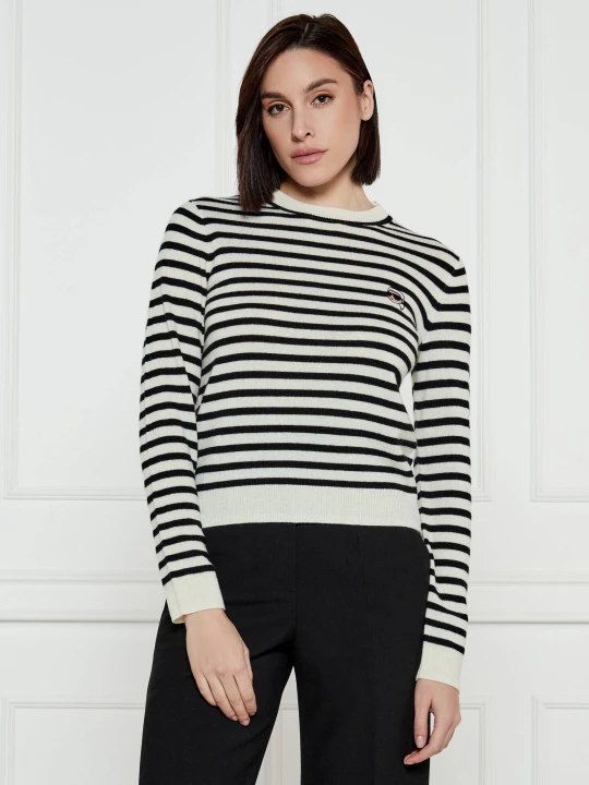 Zdjęcie produktu Karl Lagerfeld Wełniany sweter IKON | Regular Fit | z dodatkiem kaszmiru czarny