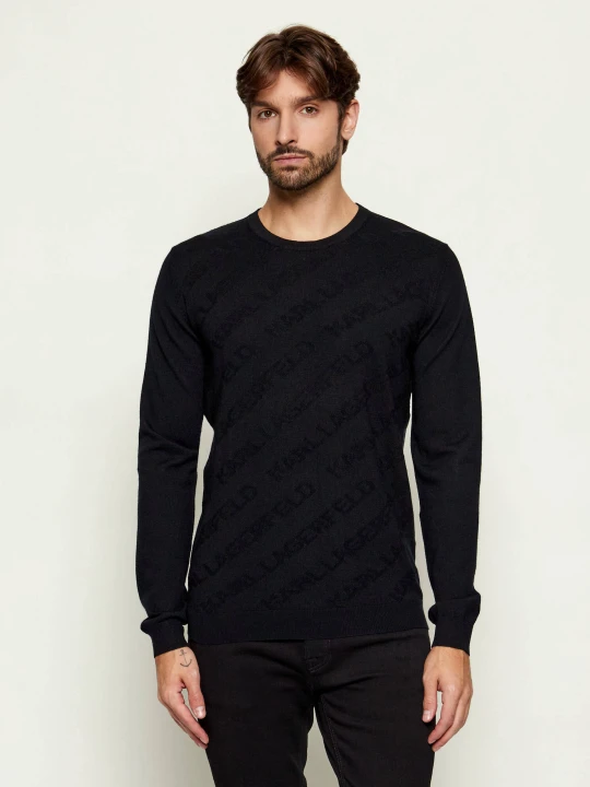 Zdjęcie produktu Karl Lagerfeld Wełniany sweter | Regular Fit czarny
