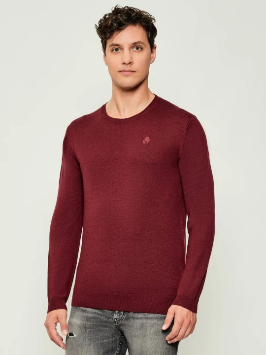 Zdjęcie produktu Karl Lagerfeld Wełniany sweter | Slim Fit bordowy