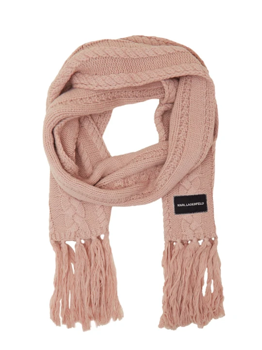 Zdjęcie produktu Karl Lagerfeld Wełniany szal k/essential cable knit beżowy