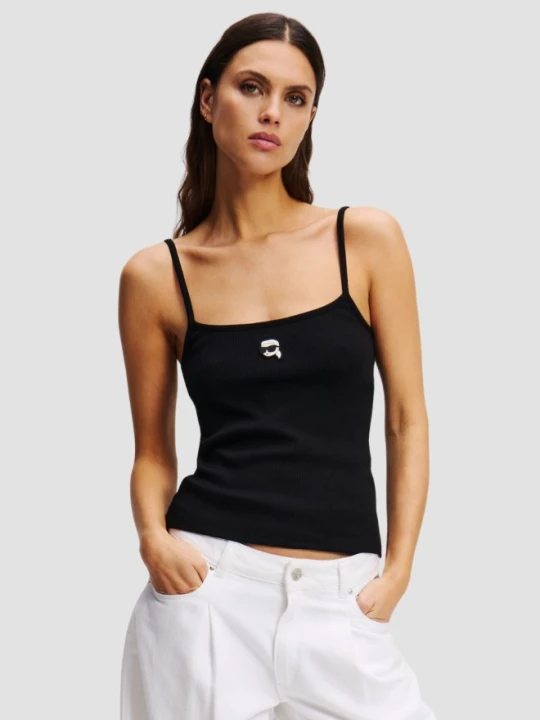 Zdjęcie produktu KARL LAGERFELD Сzarny damski top Ikon Patch Tank Top, Rozmiar L Czarny