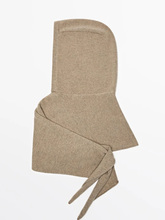 Zdjęcie produktu Kaszmirowa Kominiarka Z Bandaną - Surowy - Massimo Dutti - Female