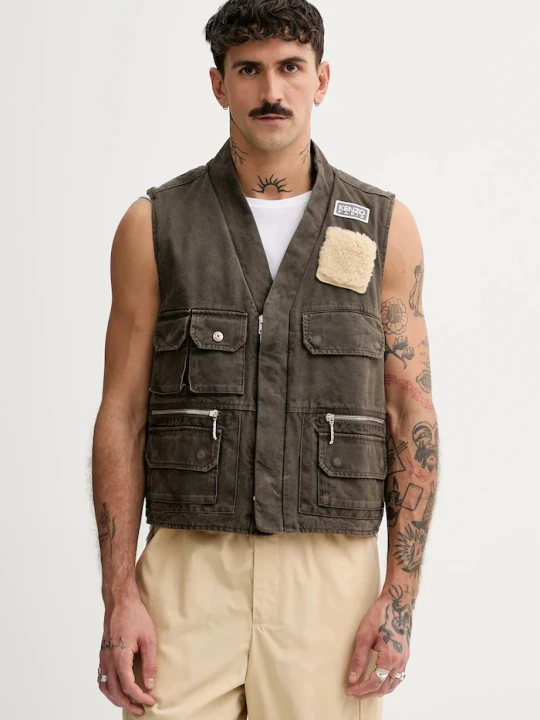 Zdjęcie produktu Kenzo bezrękawnik bawełniany Multipocket Gilet brązowy