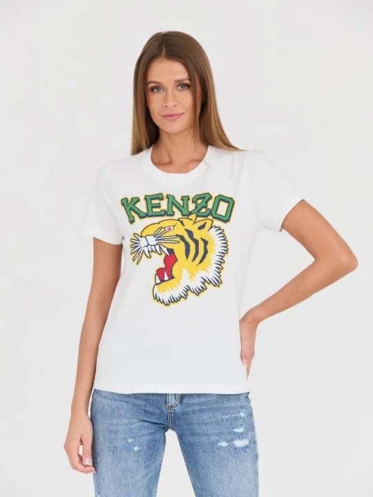 Zdjęcie produktu KENZO Biały damski t-shirt Tiger Varsity crewneck, Rozmiar S