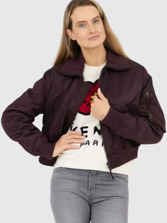 Zdjęcie produktu KENZO Bordowa kurtka bomberka damska boke flower, Rozmiar XS Czerwony