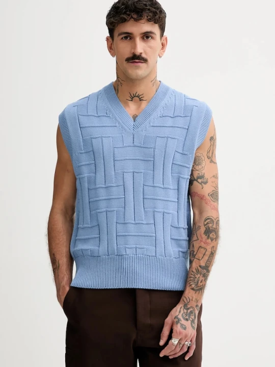 Zdjęcie produktu Kenzo kamizelka bawełniana Weave niebieski