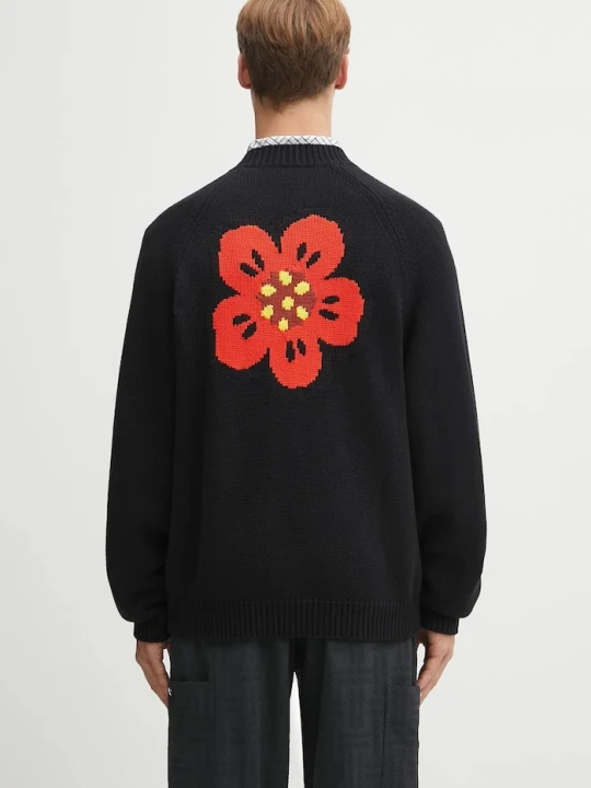 Zdjęcie produktu Kenzo kardigan z domieszką wełny czarny