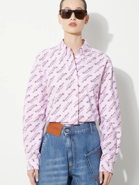 Zdjęcie produktu Kenzo koszula bawełniana Printed Slim Fit Shirt różowy