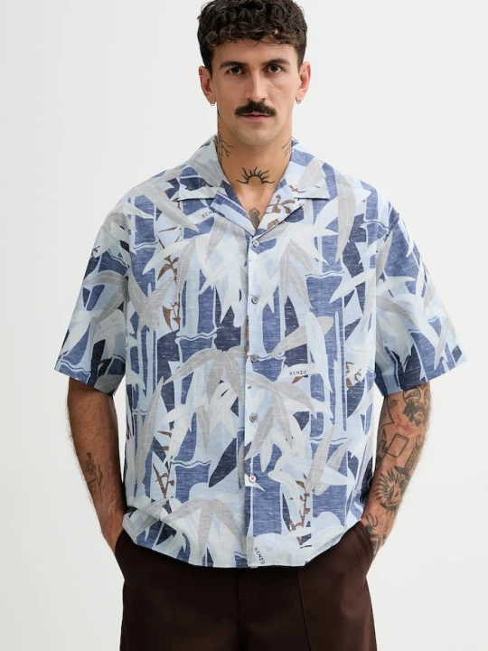 Zdjęcie produktu Kenzo koszula z domieszką lnu niebieski