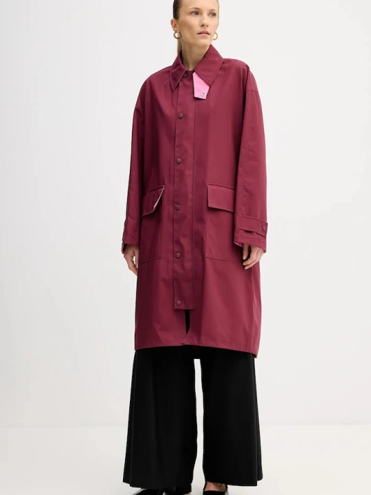 Zdjęcie produktu Kenzo płaszcz bawełniany bordowy