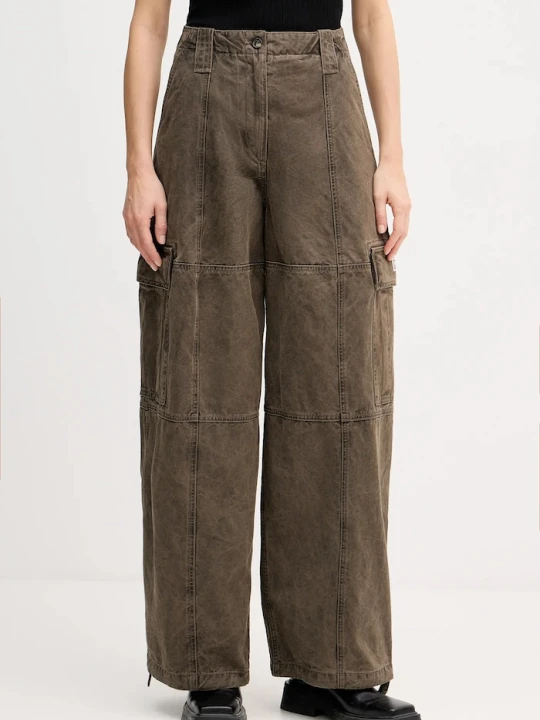 Zdjęcie produktu Kenzo spodnie bawełniane Dyed Canvas Cargo Pants brązowy