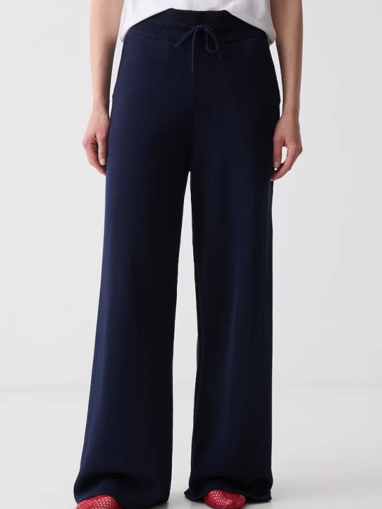 Zdjęcie produktu Kenzo spodnie straight damskie z dodatkiem wełny granatowy