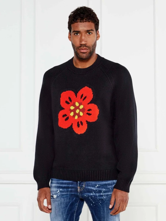 Zdjęcie produktu Kenzo Sweter Boke Flower | Relaxed fit | z dodatkiem wełny czarny