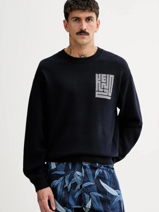 Zdjęcie produktu Kenzo sweter wełniany Kamon granatowy