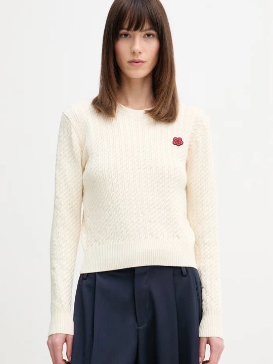 Zdjęcie produktu Kenzo sweter z dodatkiem wełny beżowy