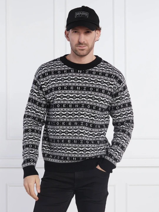 Zdjęcie produktu Kenzo Wełniany sweter JACQUARD REGULAR JUMPER | Regular Fit czarny
