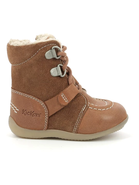 Zdjęcie produktu Kickers Skórzane kozaki zimowe "Bamacho" w kolorze jasnobrązowym rozmiar: 20