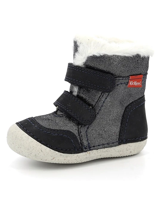 Zdjęcie produktu Kickers Skórzane kozaki zimowe "Sosnowkro" w kolorze granatowo-szarym rozmiar: 26