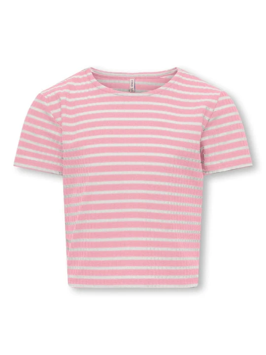 Zdjęcie produktu KIDS ONLY Koszulka "Nella" w kolorze jasnoróżowo-kremowym rozmiar: 146 / 152