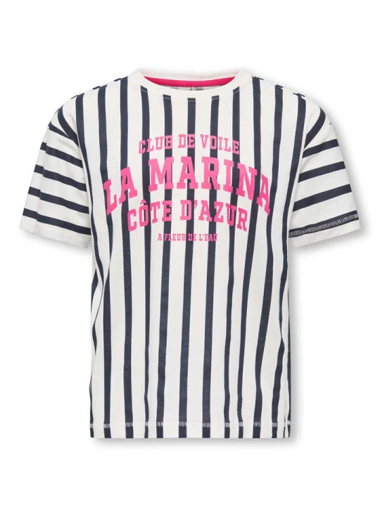 Zdjęcie produktu KIDS ONLY Koszulka "Oliviana" w kolorze biało-antracytowym rozmiar: 158 / 164