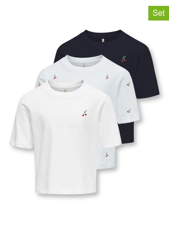 Zdjęcie produktu KIDS ONLY Koszulki (3 szt.) "Rex" w kolorze biało-czarnym rozmiar: 122 / 128