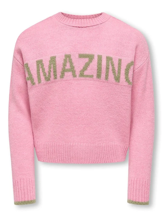 Zdjęcie produktu KIDS ONLY Sweter "Amour" w kolorze beżowo-jasnoróżowym rozmiar: 146/152