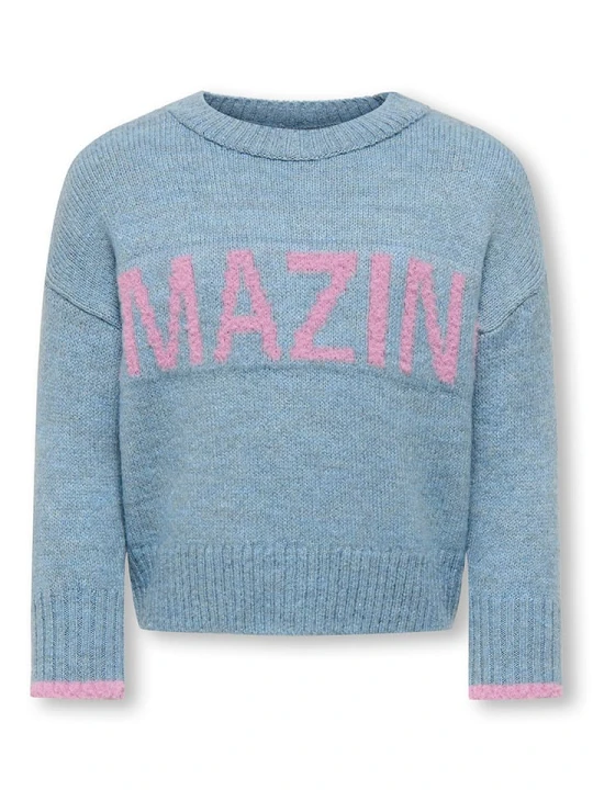 Zdjęcie produktu KIDS ONLY Sweter "Amour" w kolorze jasnoróżowo-błękitnym rozmiar: 110