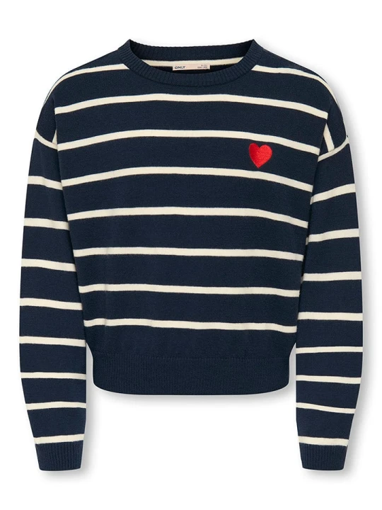Zdjęcie produktu KIDS ONLY Sweter "Amy" w kolorze granatowo-kremowym rozmiar: 122 / 128