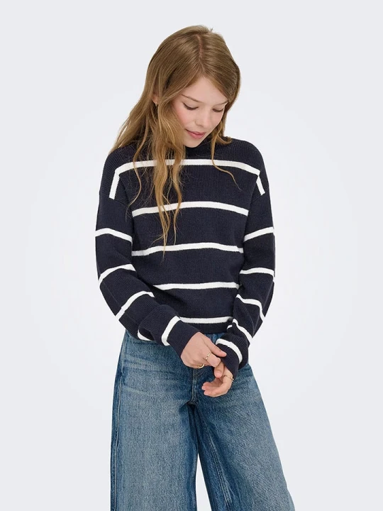 Zdjęcie produktu KIDS ONLY Sweter "Franca" w kolorze granatowo-białym rozmiar: 158/164
