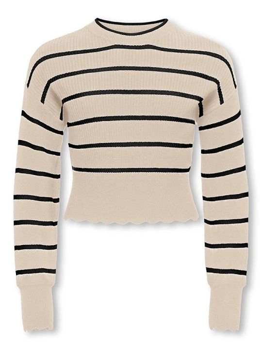 Zdjęcie produktu KIDS ONLY Sweter "Ibi" w kolorze beżowo-czarnym rozmiar: 134/140