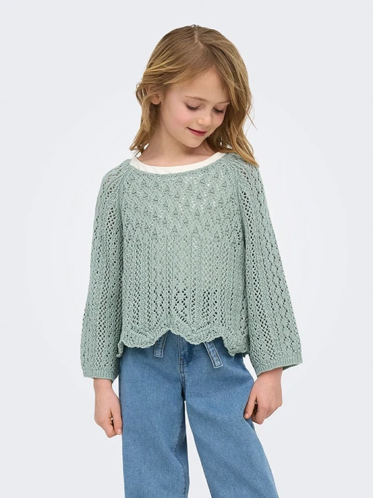 Zdjęcie produktu KIDS ONLY Sweter "Nola" w kolorze zielonym rozmiar: 146 / 152